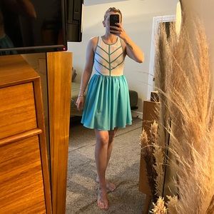 Francesca’s blue and white dress - size medium